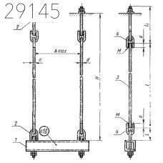 Подвески для горизонтальных трубопроводов ПМ2у-159 ГОСТ 16127-78